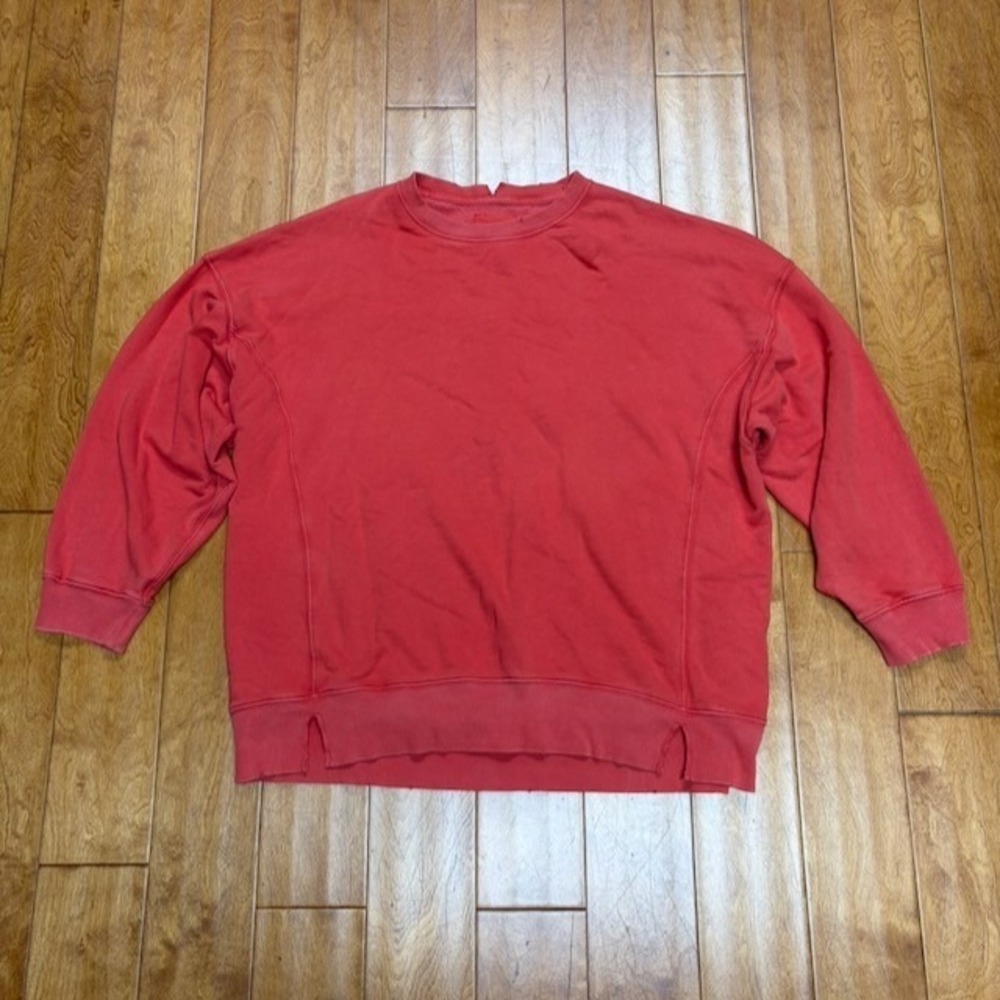 Aerie Oversized Crewneck Sweatshirt Distressed Slits Womens XL Cozy Casual